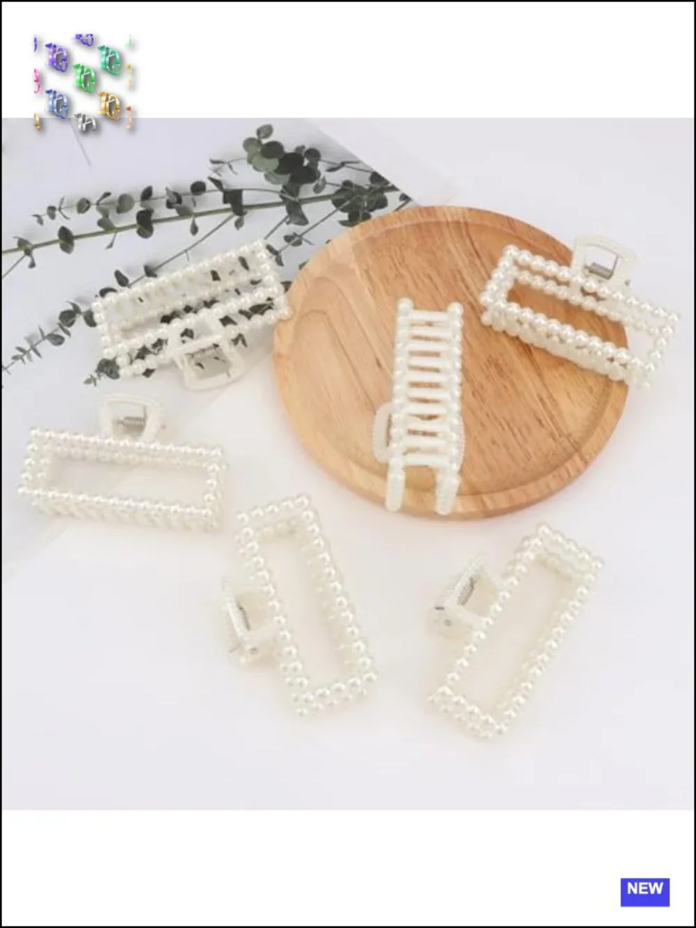 6 Pack Pearl Hair Claw Clips for Women - Non-Slip Strong Hold Bridesmaid Hair